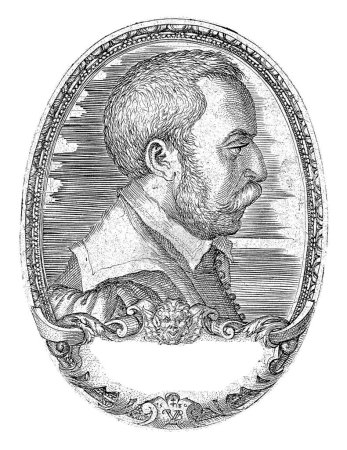 Foto de Retrato de Anuce Foes, Pierre Woeiriot (II), 1580 Retrato de Anuce Foes, médico de Metz, in profil. Debajo de la representación un texto de dos líneas en latín. - Imagen libre de derechos