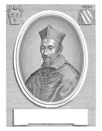 Téléchargez les photos : Portrait du cardinal Ulderico Carpegna, Giuseppe Maria Testana, 1658 - 1679 En haut à gauche et en haut à droite un blason. - en image libre de droit