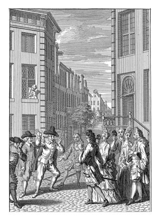 Foto de Dos hombres peleando en la calle, Bernard Picart (taller de), después de Bernard Picart, 1712 Escena en la calle con dos hombres involucrados en una pelea. - Imagen libre de derechos