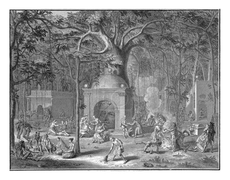 Photo for Jungle with Indian Temples, Bernard Picart (workshop of), after Bernard Picart, 1729 Jungle with Indian temples and fakirs chastising themselves in various ways. - Royalty Free Image