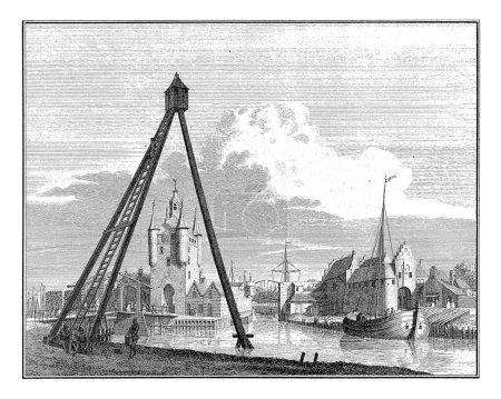 Téléchargez les photos : Vue du port de Zierikzee, 1743, Jan Caspar Philips, d'après Cornelis Pronk, 1751 - 1760 Vue du port de Zierikzee. - en image libre de droit