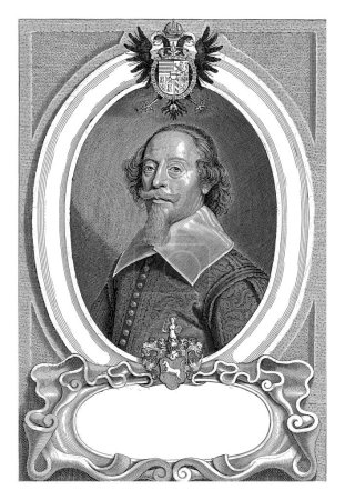 Foto de Retrato de Isaak Volmar, Pieter de Jode (II), después de Anselm van Hulle, 1628 - 1670 Retrato de busto de Isaak Volmar. Parte inferior derecha: 43. - Imagen libre de derechos