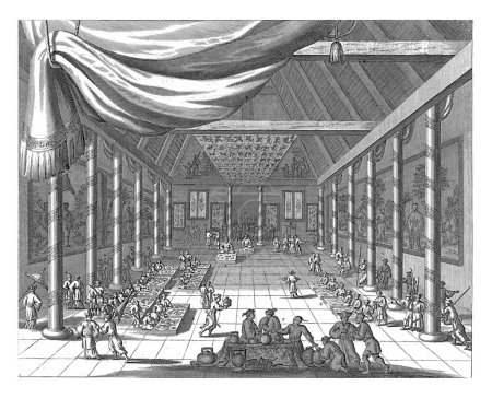 Foto de Fiesta de la embajada holandesa en el palacio, 1667, anónima, 1668 - 1670 La tercera embajada bajo Pieter van Hoorn a China en 1666-1668. - Imagen libre de derechos