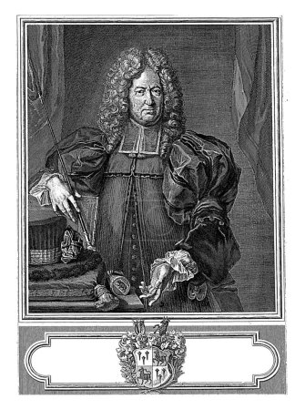 Téléchargez les photos : Portrait de Johann Friedrich Willading, Benoit Audran (I), d'après Johann Rudolf Huber (1668-1748), 1718-1721 - en image libre de droit
