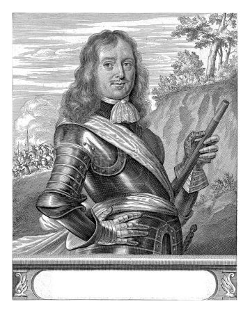 Photo for Portrait of Paul Wurz, Christiaan Hagen, c. 1663 - 1695 Half-length portrait to the right of Paul Wurz, wearing armour. In his left hand he holds a command staff. - Royalty Free Image
