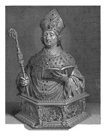 Foto de Busto relicario de San Lamberto de Maastricht, Michel Natalis, 1653 Busto relicario de San Lamberto de Maastricht en Lieja incrustado de piedras preciosas. - Imagen libre de derechos