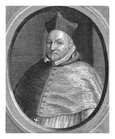 Photo for Portrait of Archbishop Jacob Boonen at the age of 68, half-figure in oval in episcopal robes. In the bottom margin five lines of Latin. - Royalty Free Image