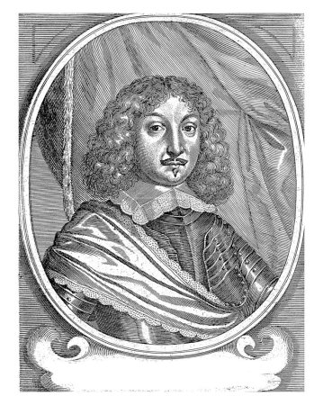 Foto de Retrato del conde Tomio Pompei, Giacomo Piccini, 1659, grabado vintage. - Imagen libre de derechos