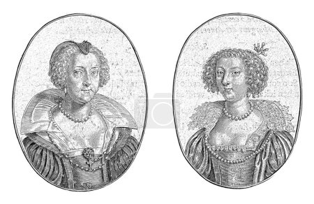 Téléchargez les photos : Portraits de deux courtisanes, Crispijn van de Passe (II), 1635 Portraits de deux courtisanes habillées selon la mode de leur temps. - en image libre de droit