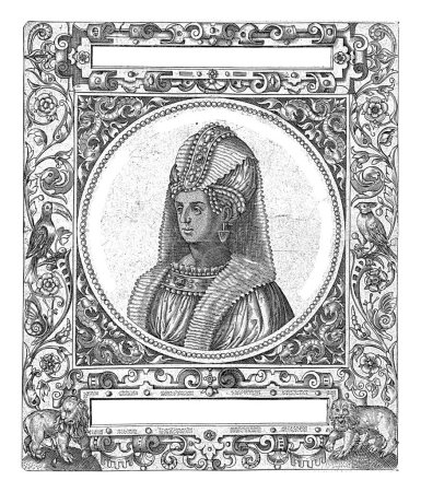 Téléchargez les photos : Portrait du sultane Cleone, Theodor de Bry, d'après Jean Jacques Boissard, 1596 Portrait rond du sultane à l'exemple d'une pièce. - en image libre de droit