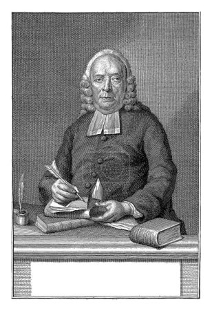 Photo for Portrait of Johannes Martinus Hoffman, Jacob Houbraken, 1774 Half-length portrait of Johannes Martinus Hoffman, behind a table with books, paper and an inkwell. - Royalty Free Image