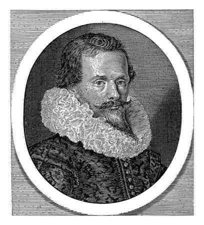Foto de Retrato de Joannes Buingha, matemático y contable, Salomon Savery (atribuido a), 1627, grabado vintage. - Imagen libre de derechos