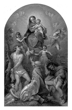 Foto de La Virgen con San Sebastián. Después de Correggio, con dirección de Arnoldo, Achille Desire Lefevre, después de Correggio, 1808 - 1864 - Imagen libre de derechos
