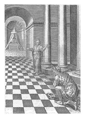 Photo for Parable of the tax collector and the Pharisee, Abraham de Bruyn, after Crispijn van den Broeck, 1583 Book illustration for the parable of the tax collector and the Pharisee (Luke 18:9-14). - Royalty Free Image