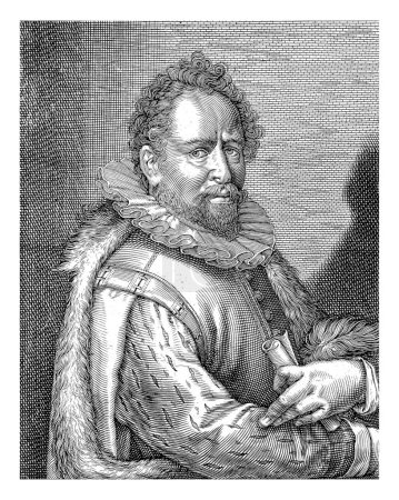 Foto de Retrato de Bartolomé Spranger, Hendrick Hondius (I), 1610 Retrato de medio cuerpo a la derecha de Bartolomé Spranger. Debajo del retrato hay nombre y cuatro líneas en latín. - Imagen libre de derechos