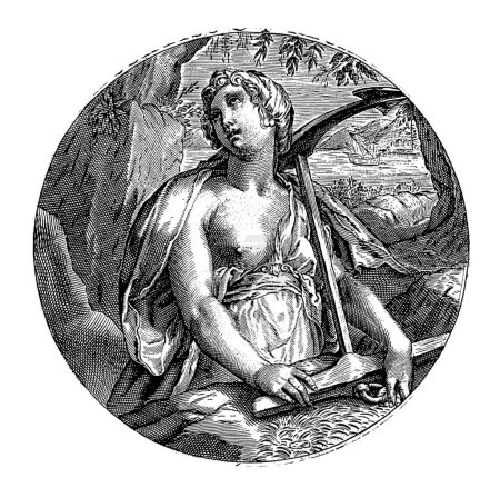 Foto de Hope, Crispijn van de Passe (I), 1600 La personificación femenina de Hope (Spes), una de las tres virtudes teológicas, con un ancla. - Imagen libre de derechos