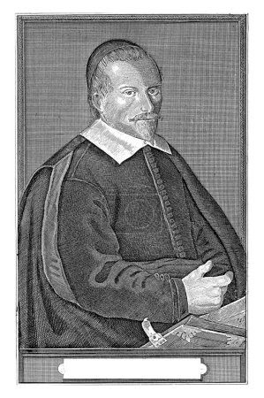 Téléchargez les photos : Portrait de Petrus Wittewrongel, Harmen de Mayer, 1650 Portrait du prédicateur d'Amsterdam Petrus Wittewrongel dans une Bible ouverte. - en image libre de droit