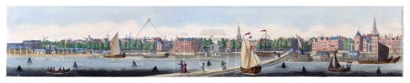 Photo for Panorama of Amsterdam (page B), Pieter van der Meulen, 1792 - 1847 View of Amsterdam from the IJ. On the left 's Lands Zeemagazijn, on the right the Zuiderkerkstoren and the Schreierstoren. - Royalty Free Image