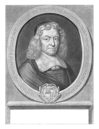 Photo for Portrait of Constantijn Huygens, Abraham Bloteling, after Bernard Vaillant, 1690 Portrait of Constantijn Huygens, poet, secretary to Prince Frederik Hendrik and Prince Willem II - Royalty Free Image