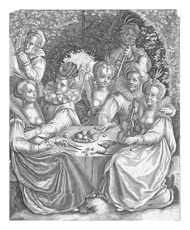 Téléchargez les photos : Le fils prodigue gaspille son héritage, Nicolaes de Bruyn, 1581-1656 Le fils prodigue gaspille son héritage avec les prostituées. - en image libre de droit