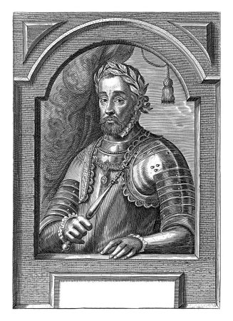 Téléchargez les photos : Portrait d'Henri II, roi de France, Pieter de Jode (II), 1628 - 1670 Buste portrait d'Henri II, roi de France, en armure. Il a été couronné d'une couronne de laurier. - en image libre de droit