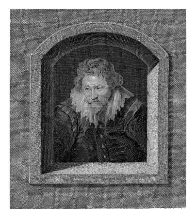 Foto de Retrato de Peter Paul Rubens, Pieter Hendrik Jonxis, 1772 - 1843 Retrato de busto del pintor Peter Paul Rubens. El retrato está contenido en una ventana. - Imagen libre de derechos