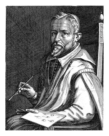 Foto de Retrato de Joos Winghe, Simon Frisius, 1610 Retrato de medio cuerpo a la derecha de Joos Winghe. Debajo del retrato hay nombre y cuatro líneas en latín. - Imagen libre de derechos