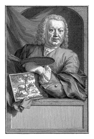 Téléchargez les photos : Portrait de Johan van Gool, Jacob Houbraken, d'après Aert Schouman, 1748 - 1750 - en image libre de droit