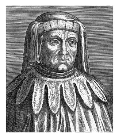 Foto de Retrato de Accursius, Philips Galle, después de Enea Vico, 1587 - 1606 Retrato de Accursius de Florencia, un famoso glosario de la Edad Media. - Imagen libre de derechos