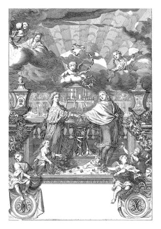 Foto de Impresión de la boda en la boda de Zacharias Hendrik Alewijn y Maria Schuylenburgh, Pieter van den Berge, 1701 - 1703 - Imagen libre de derechos