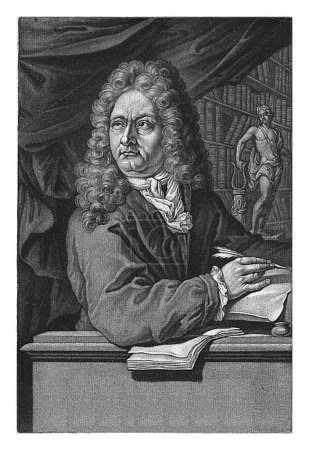 Foto de Retrato de Jan van Hoogstraten, Andries van Buysen (Sr.), después de Jan Wandelaar, 1700 - 1747 Retrato del escritor y librero Jan van Hoogstraten. - Imagen libre de derechos