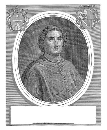 Photo for Portrait of Cardinal Pietro Priuli, Girolamo Rossi (II), after Francesco Trevisani, 1706 - 1762, vintage engraved. - Royalty Free Image