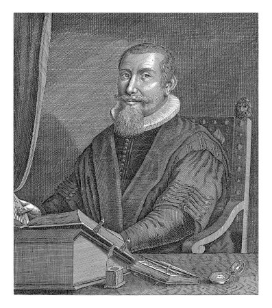 Téléchargez les photos : Portrait d'Henricus Geldorp, Crispijn van de Passe (II), 1639 - 1670 Portrait du théologien et prédicateur Henricus Geldorp, dans son étude. - en image libre de droit