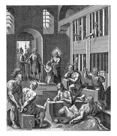 Photo for Visits of the Prisoners, David Custos, 1625 - 1629, vintage engraved. - Royalty Free Image