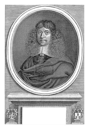 Téléchargez les photos : Portrait de Martin Birrius, Christiaan Hagen, 1663 Buste à gauche du philosophe et médecin Martin Birrius, en 1663, âgé de 38 ans. - en image libre de droit