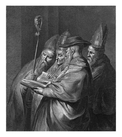 Four Church Fathers: Saints Ambrosius, Gregorius, Jerome and Augustine, Cornelis van Dalen (II), after Peter Paul Rubens, 1648 - 1664