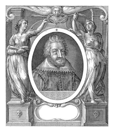 Photo for Portrait of Maurits van Hessen-Kassel, at the age of 44, Crispijn van de Passe (I), 1616 Portrait of the Landgrave Maurits van Hessen-Kassel, below his age in Latin. - Royalty Free Image