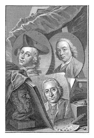 Foto de Retratos de Jan de jalá, Jacobus Buys y Hendrik Pothoven, Pieter Tanje, después de Hendrik Pothoven, después de Vinkeles, después de Jacobus Buys, 1750 - 1751 - Imagen libre de derechos