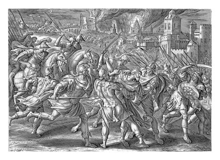 Photo for Capture of King Sedekiah, Antonie Wierix (II), after Maerten de Vos, 1643 When King Sedekiah flees the city at night in the direction of the Jordan Valley, he is captured by the Chaldean army - Royalty Free Image