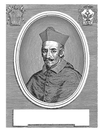 Photo for Portrait of Cardinal Scipione Pannocchieschi d'Elci, Giuseppe Maria Testana, 1658 - 1679 Top left and top right a coat of arms. - Royalty Free Image