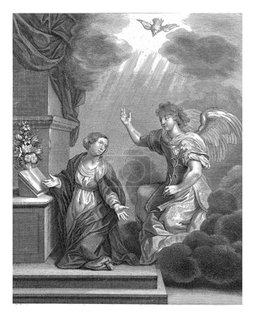 Photo for Annunciation to Mary, Abraham Bloteling, after Johann Liss, 1655 - 1690 Mary kneels before an altar and reads a book. The angel Gabriel brings her the message of her pregnancy. - Royalty Free Image