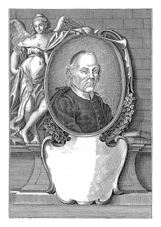 Foto de Retrato del bibliotecario y escritor Ludovico Antonio Muratori, Nicolás de Horacio, después de Carlo Amalfi, en o después de 1750, grabado vintage. - Imagen libre de derechos