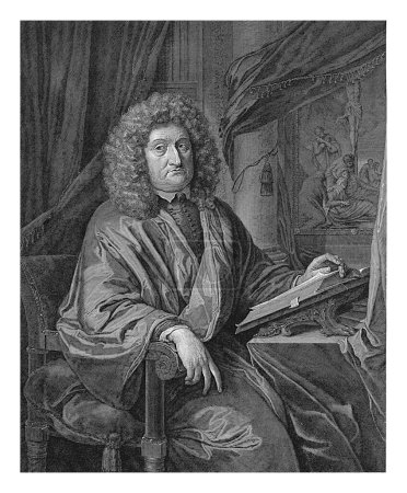 Téléchargez les photos : Portrait d'Adriaan van Woelwijk alias Johannes Roos, Pieter van Gunst, d'après Adriaen van der Werff, 1703 - 1731 Adriaan van Woelwijk alias Johannes Roos, chanoine à Utrecht. - en image libre de droit