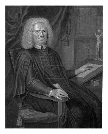 Téléchargez les photos : Portrait d'Henricus Josephus Grasper, Andries van Buysen (Sr.), d'après anonyme, 1734-1736 Portrait du pasteur catholique Henricus Josephus Grasper assis à son bureau. - en image libre de droit