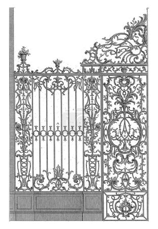 Téléchargez les photos : Porte de chœur, Carl Albert von Lespilliez, d'après François de Cuvillies (Sr.), 1745 Porte de chœur en fer forgé ornée d'un vase au-dessus de la gauche. - en image libre de droit