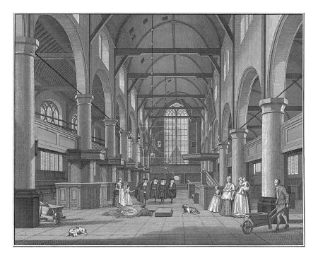 Téléchargez les photos : Intérieur de l'église Waalse d'Amsterdam, vue vers l'entrée principale, Jan Caspar Philips, d'après Cornelis Pronk, 1736 - 1759 Intérieur de l'église Waalse d'Amsterdam. - en image libre de droit