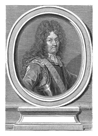 Téléchargez les photos : Portrait de Louis XIV, Gérard Edelinck, 1666 - 1707 Buste portrait du roi Louis XIV (1638-1715), représenté dans un cadre ovale, debout sur une console. - en image libre de droit