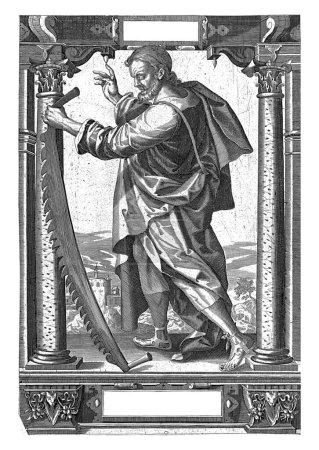 Téléchargez les photos : Simon Zélotes l'apôtre, Dietrich Kruger, 1614, gravé vintage. - en image libre de droit