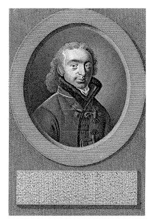 Téléchargez les photos : Portrait de Van Beekom, Govert Kitsen, d'après G.T. van den Berg, 1776 - 1810 Buste de Van Beekom. Sous le cadre ovale un texte néerlandais à deux lignes. - en image libre de droit