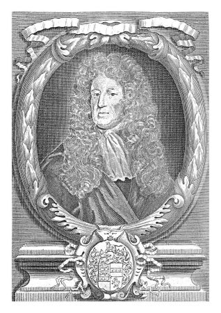 Téléchargez les photos : Portrait de Sir Roger L'Estrange, Michiel van der Gucht, d'après Gottfried Kneller, 1670 - 1725 Buste portrait de Sir Roger L'Estrange. - en image libre de droit